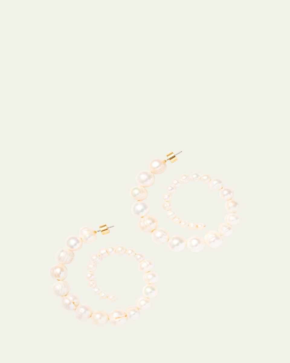 Bordeaux Pearl Hoop Earrings